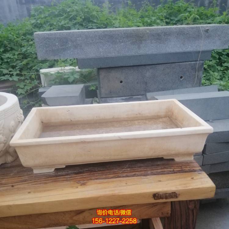 天然石材石雕花盆漢白玉小花盆仿古魚(yú)缸別墅小區(qū)景觀(guān)雕塑