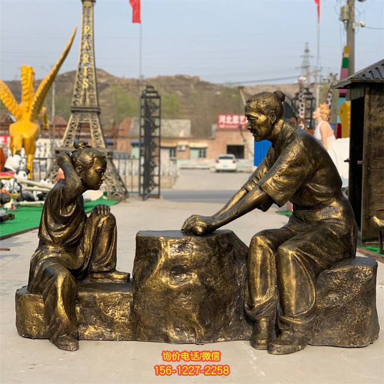 情景人物雕塑，城市街道玻璃鋼仿銅創(chuàng)意情景人物雕塑