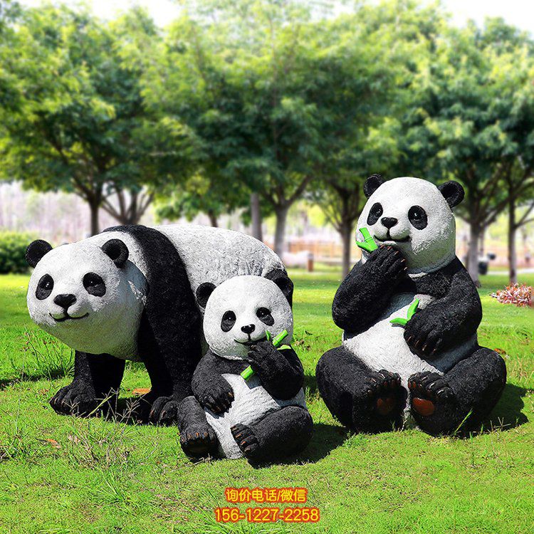 玻璃鋼熊貓，吃竹子的可愛(ài)熊貓