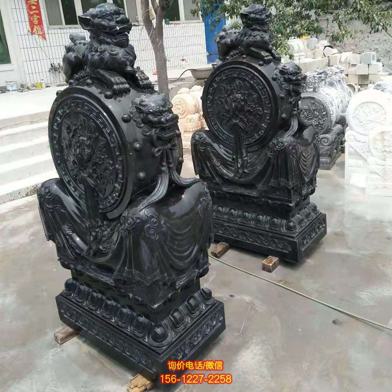 花崗巖庭院門墩抱鼓石 一對(duì)別墅庭院門口擺件 花崗巖庭院門墩抱鼓石 一對(duì)別墅庭院門口擺件