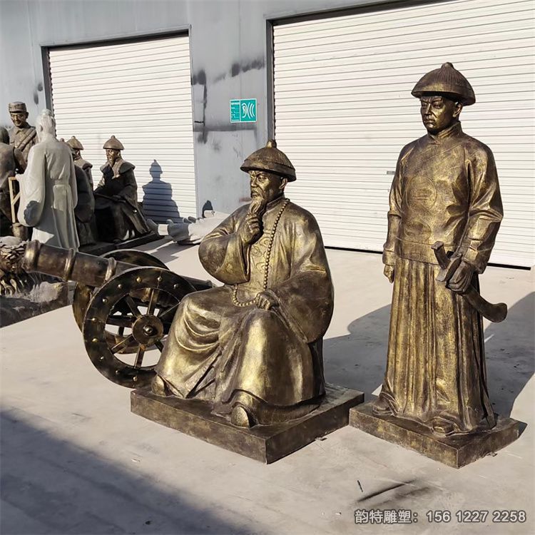 廣場(chǎng)虎門銷煙雕塑，玻璃鋼林則徐禁煙雕塑